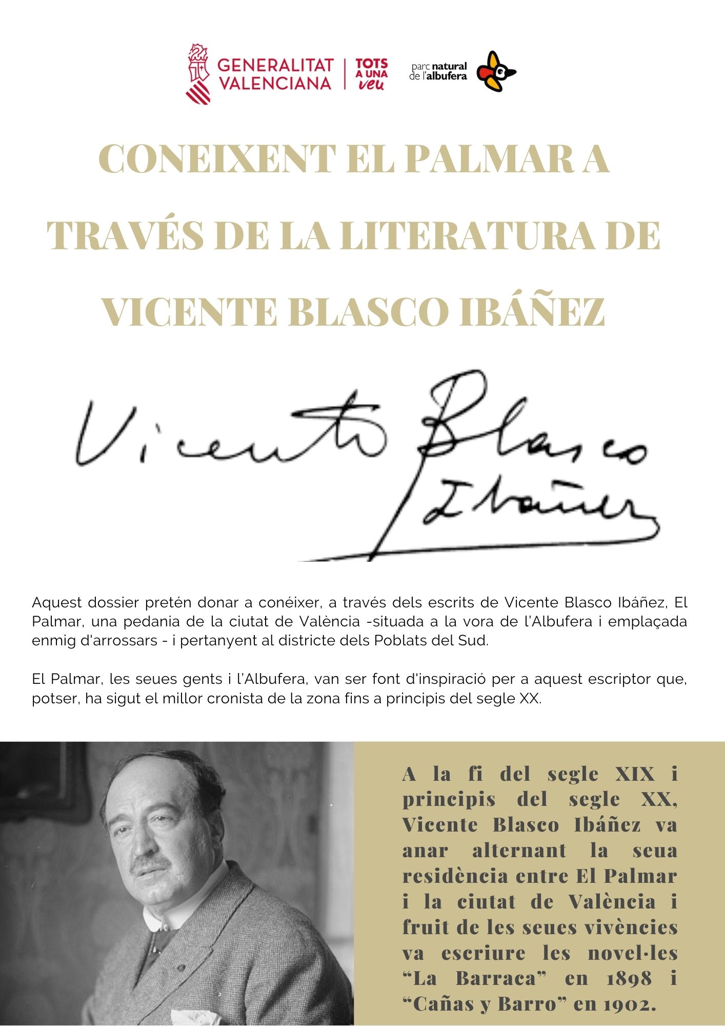 Segueix aquest enllaç per a descarregar en una nova finestra el dossier "Coneixent El Palmar a través de la literatura de Vicente Blasco Ibáñez.pdf"